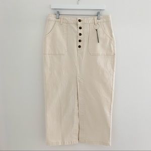 ASOS Cream Denim Midi Skirt